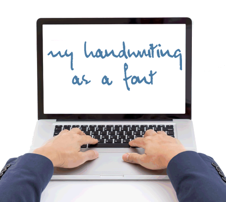 Handwriting font being typed on a PC