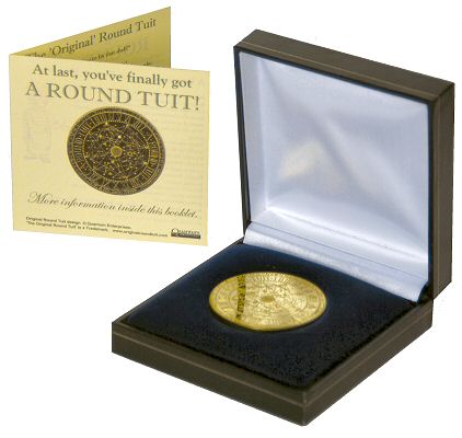 Round Tuit medallion in padded case